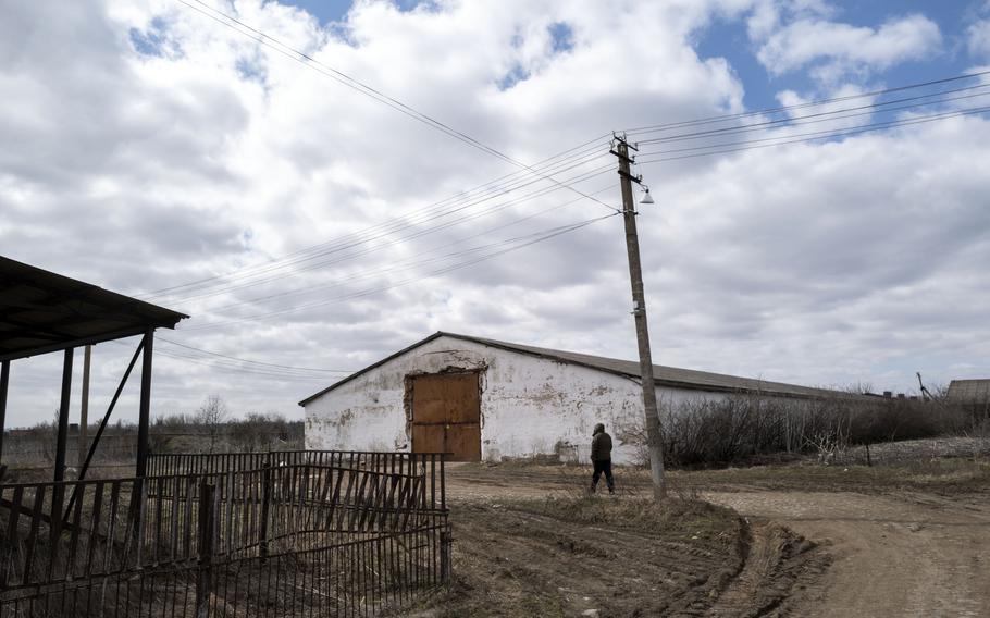 A Soviet-era grain storage warehouse outside Uman. A lack of storage space has farmers using old, dilapidated storehouses.