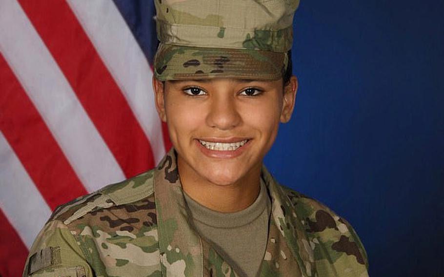 Pfc. Asia Graham is shown after completing basic training.