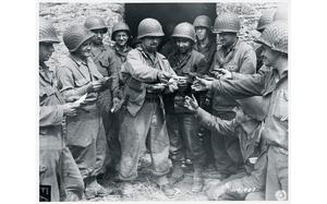 Soldiers during mail call.