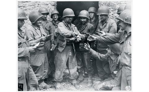 Soldiers during mail call.