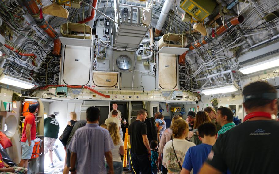People line up inside the belly of a C-17 cargo plane on display at the 2018 AirFest at MacDill Air Force Base. There will be loads of vintage and new aircraft to tour and see when the AirFest returns Friday and Saturday, March 29-30, 2024.