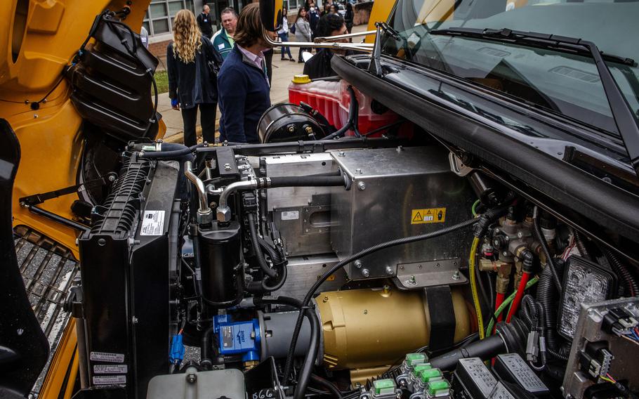 Hoods up for inspection during a news event in Bethesda, Md. 