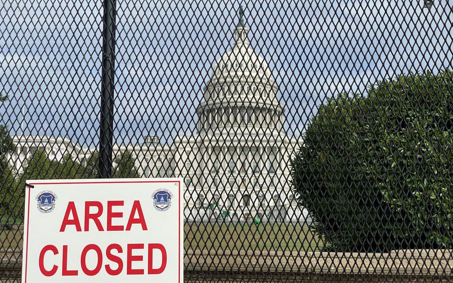 Fences around the U.S. Capitol have returned ahead of the “Justice for J6” rally planned for Saturday, Sept. 18, 2021.