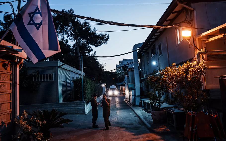 A van arriving from the Shura military base delivers human remains to the National Institute of Forensic Medicine in Tel Aviv.
