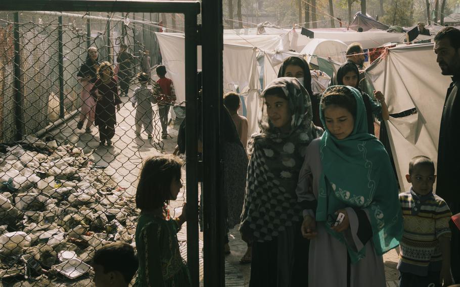 A park in central Kabul has turned into a refugee camp.