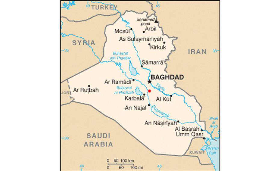 The location of Musayyib is shown with a red dot.