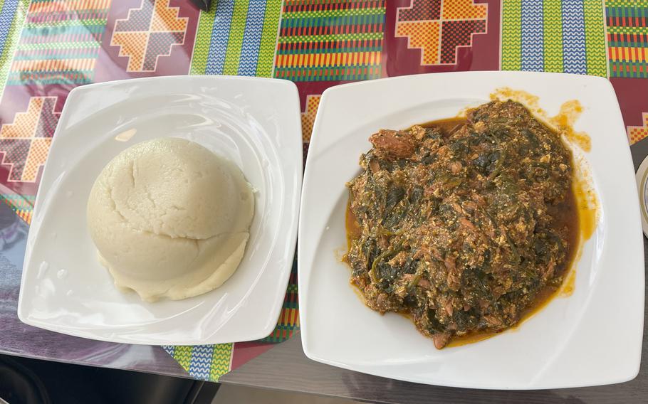 Two plates of food at Quagies in Kaiserslautern, Germany.