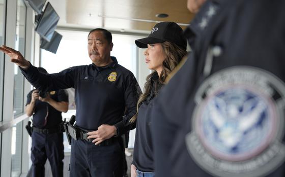 Krisi Noem and Sidny Aki tour a port of entry.