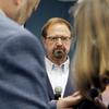 FILE - Rep. Chuck Edwards talks during a town hall in Asheville, N.C., March 13, 2025. (AP Photo/Makiya Seminera, File)
