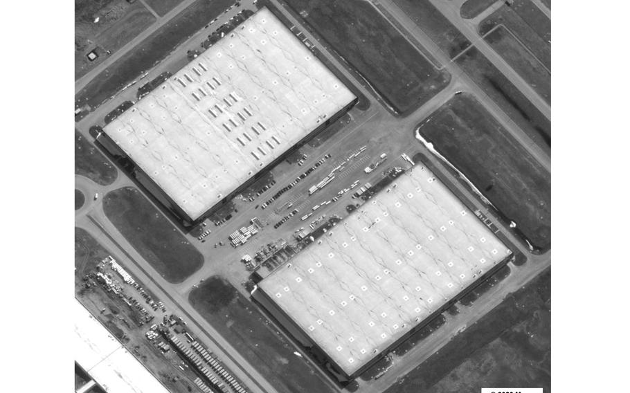 This image provided by Maxar Technologies and released by The White House shows an industrial site several hundred miles east of Moscow where U.S. intelligence officials believe Russia with Iran’s help, is building a factory to produce attack drones for use in its ongoing invasion of Ukraine.