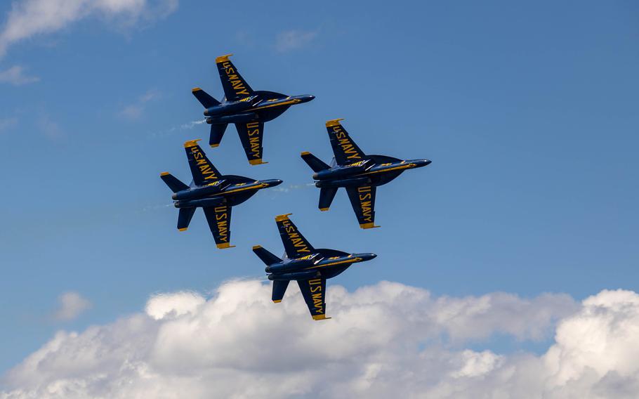The Blue Angels perform during the MCAS Cherry Point Air Show, Saturday, May 11, 2024, at MCAS Cherry Point, N.C. 