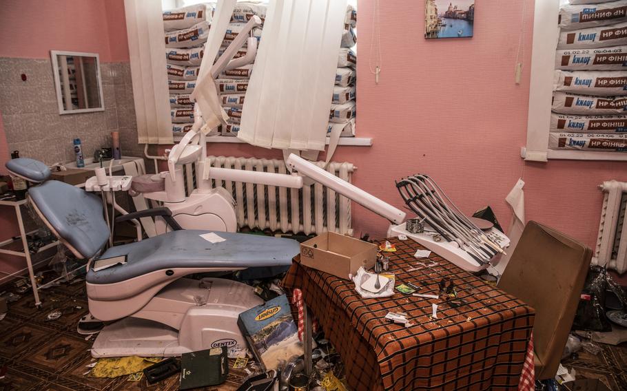 Another room inside a building that was occupied by Russian forces. 