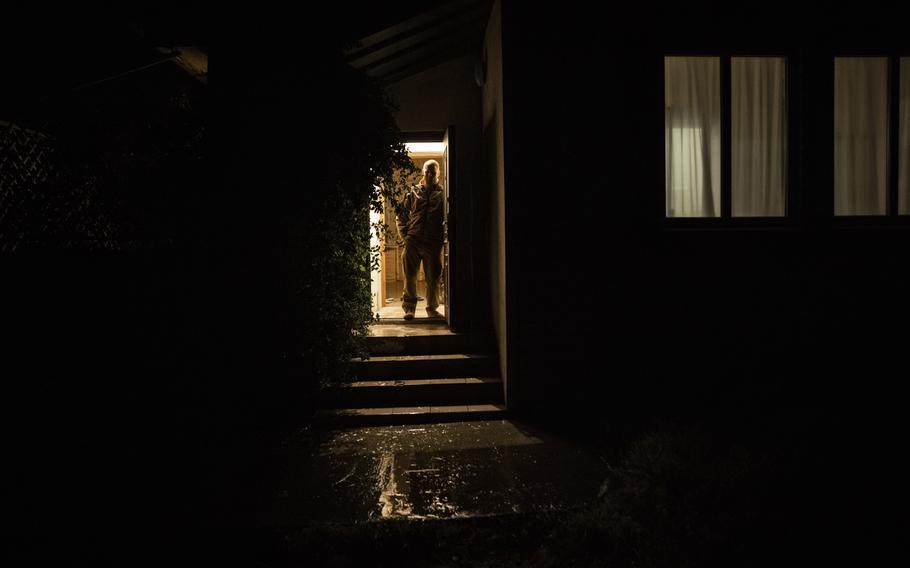 Capt. Andriy Pidlisnyy stands in the doorway of his soldiers’ new base  Nov. 17, 2022, in Kherson Region, Ukraine. Ukrainian forces are regrouping after liberating Kherson and preparing to fight over winter. 