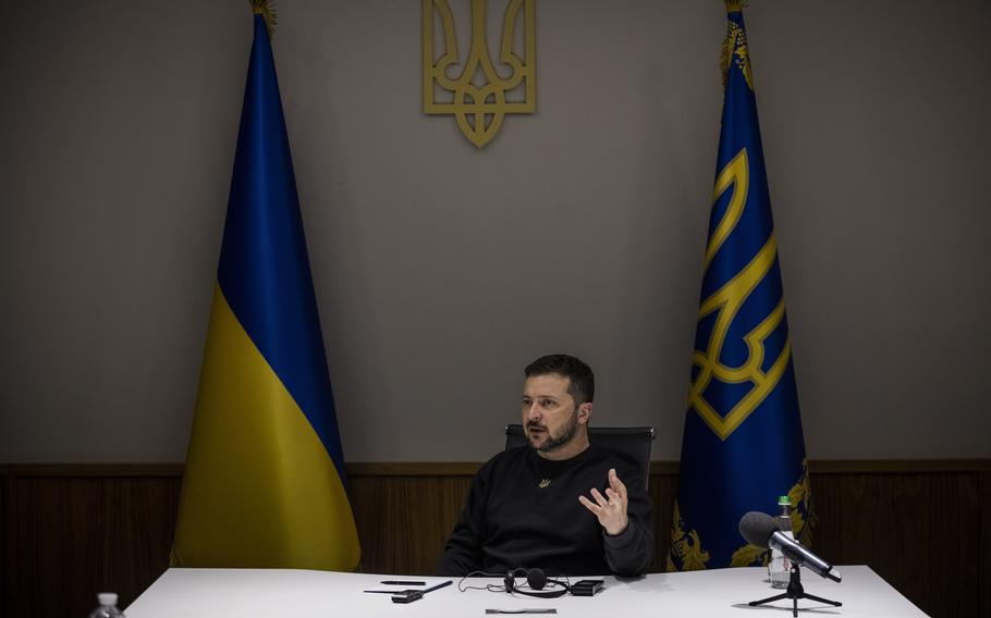 Ukrainian President Volodymyr Zelenskyy speaks to Washington Post journalists in Kyiv on May 1, 2023.