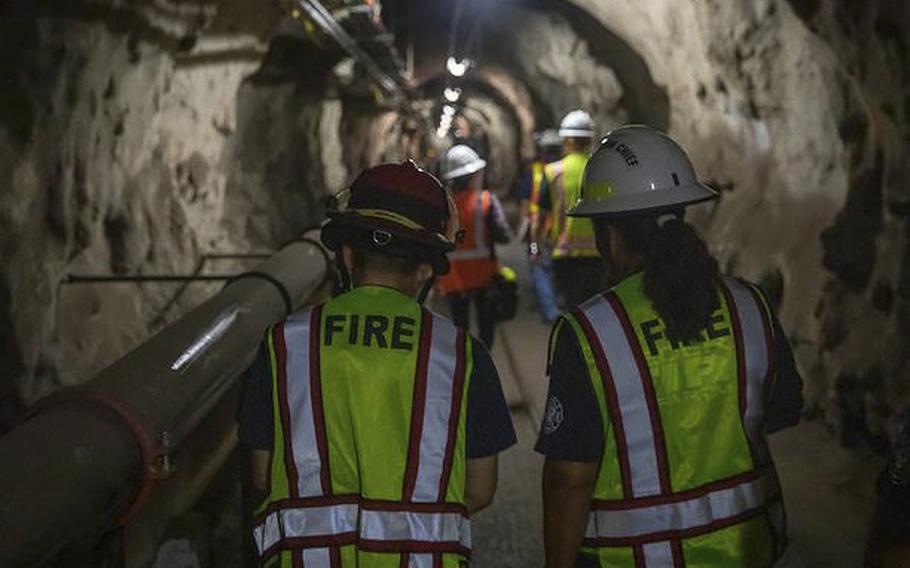 A safety walk through is conducted at the Red Hill Bulk Fuel Storage Facility in Halawa, Hawaii, on Oct. 12, 2022.