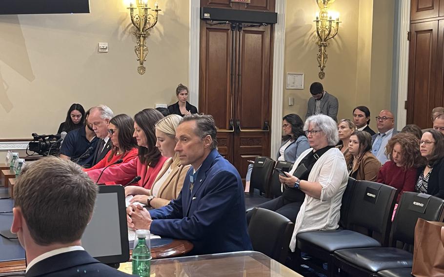 Retired Navy Master Chief Britt Slabinski — a Medal of Honor recipient — testifies Thursday, July 13, 2023, before the House Committee on Natural Resources about legislation establishing a National Medal of Honor Memorial.