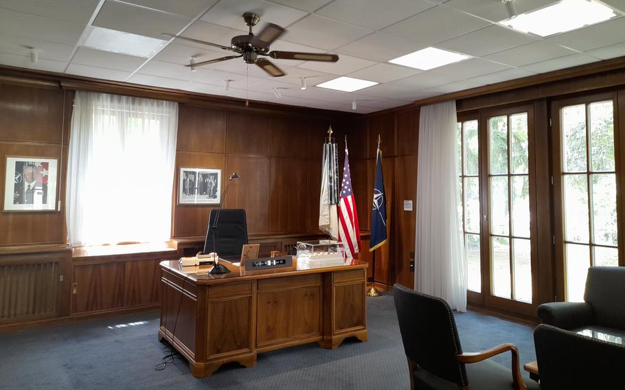 This room depicts the office of Army Lt. Gen. John W. Morgan III, a past commanding general of NATO's Headquarters Allied Force Command Heidelberg.