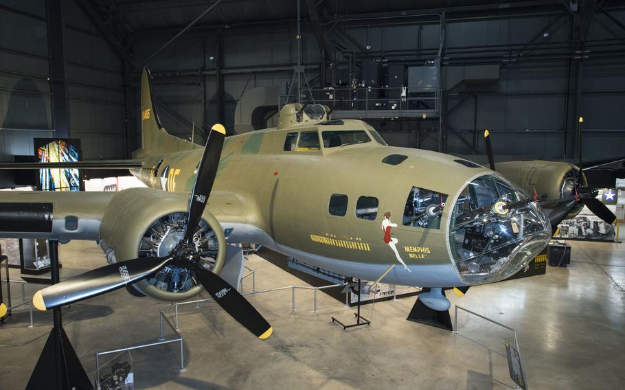 Boeing B-17F Memphis Belle on display in the WWII Gallery at the National Museum of the United States Air Force.
