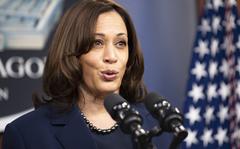 Vice President Kamala Harris delivers remarks to Department of Defense personnel at the Pentagon, Washington, D.C., Feb. 10, 2021. Harris will meet with Mexican President Andrés Manuel López Obrador about migration Tuesday. 