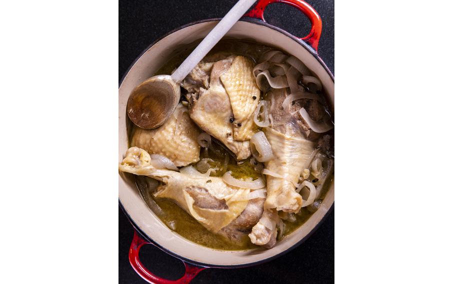Stewed turkey with herbs and onions photographed on Wednesday, Oct. 27, 2021. (Colter Peterson/St. Louis Post-Dispatch/TNS)