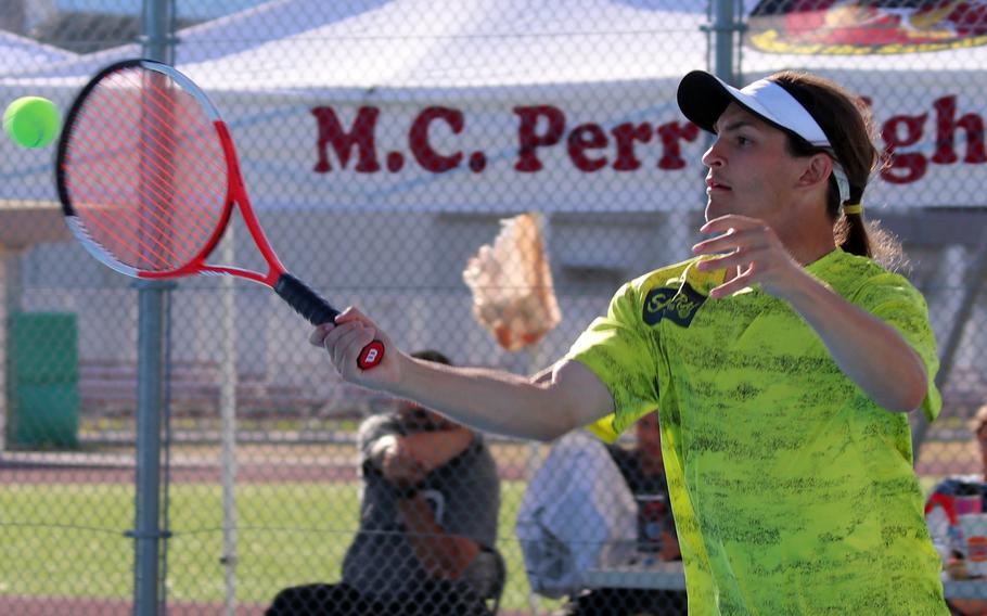 Matthew C. Perry's Layne Mayer teamed with Julie Apperson to capture the All-Japan DODEA Tournament mixed doubles title in an upset against Kubasaki.