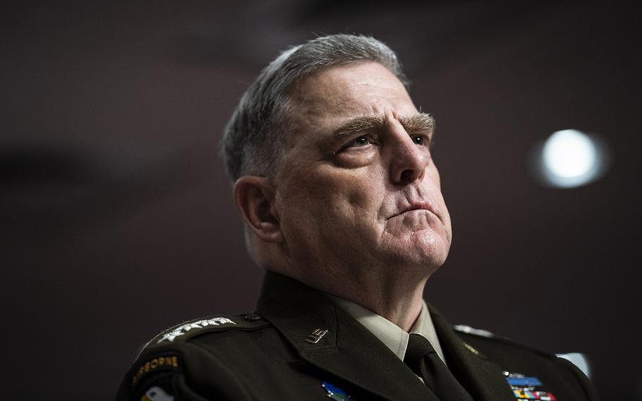 Chairman of the Joint Chiefs of Staff Gen. Mark Milley testifies during a Senate Armed Services Hearings to examine the conclusion of military operations in Afghanistan and plans for future counterterrorism operations on Sept. 28, 2021 in Washington, D.C. 
