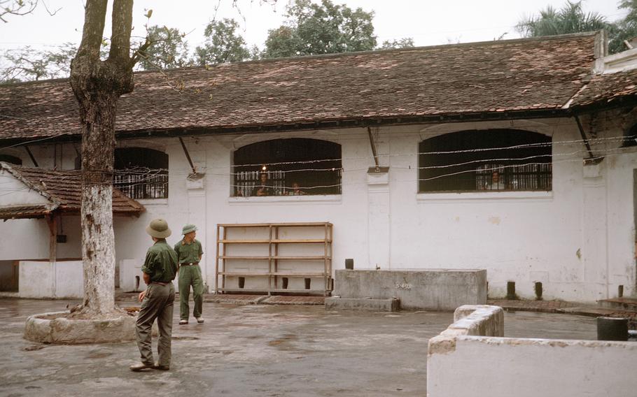 Exterior view of the North Vietnamese Hoa Lo prisoner of war camp in 1973.
