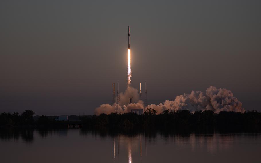 A SpaceX Falcon 9 rocket carrying the GPS III SV06 payload launches from Space Launch Complex-40 at Cape Canaveral Space Force Station, Fla on Jan. 18, 2023. 