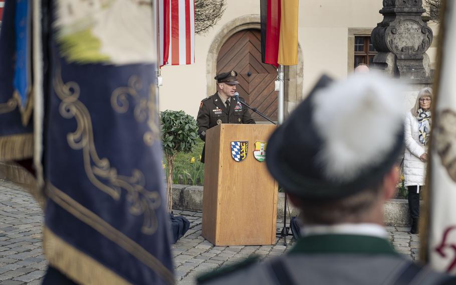 Brig. Gen. Steven Carpenter stands at a podium.