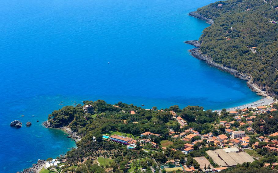 San Biagio mountain on the Tyrrhenian sea coast near Maratea, Basilicata, Italy. Maratea is on Frommer’s list of the 15 best places to travel in 2023.