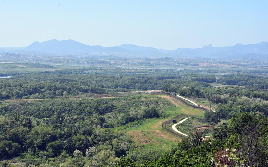The Demilitarized Zone separating the two Koreas as seen from South Korea’s Dora Observatory.