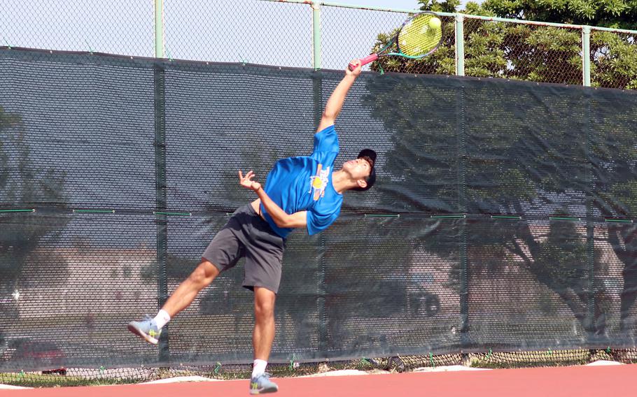 Yokota's Ryunosuke Roesch won twice Tuesday to reach the boys singles semifinals in the Far East tennis tournament, dropping just one game in two matches.