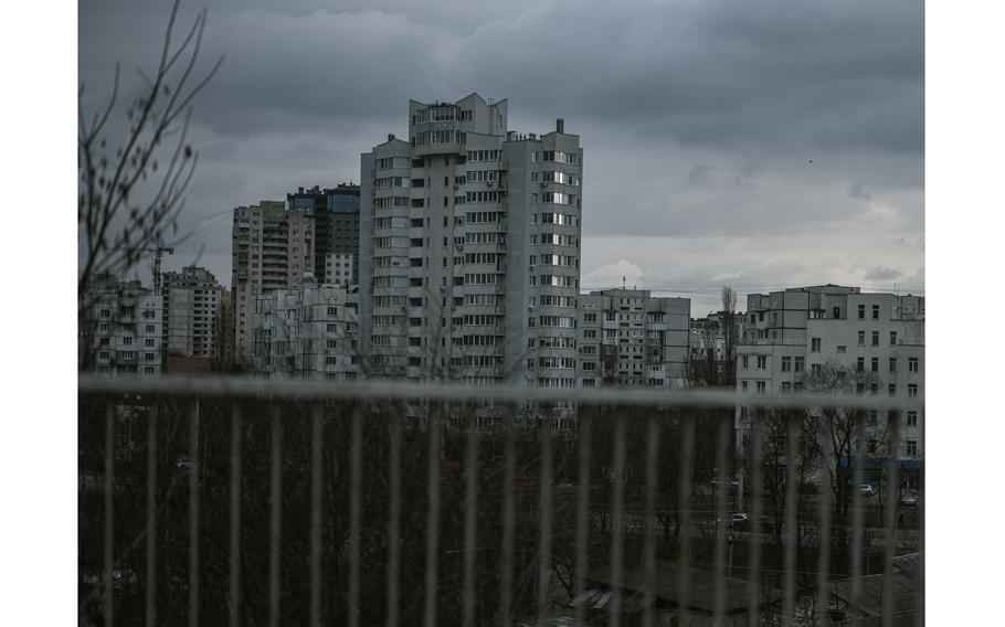 A building scarred by artillery fire in Bender, Transnistria, is among the remaining traces of a war in the early 1990s. 