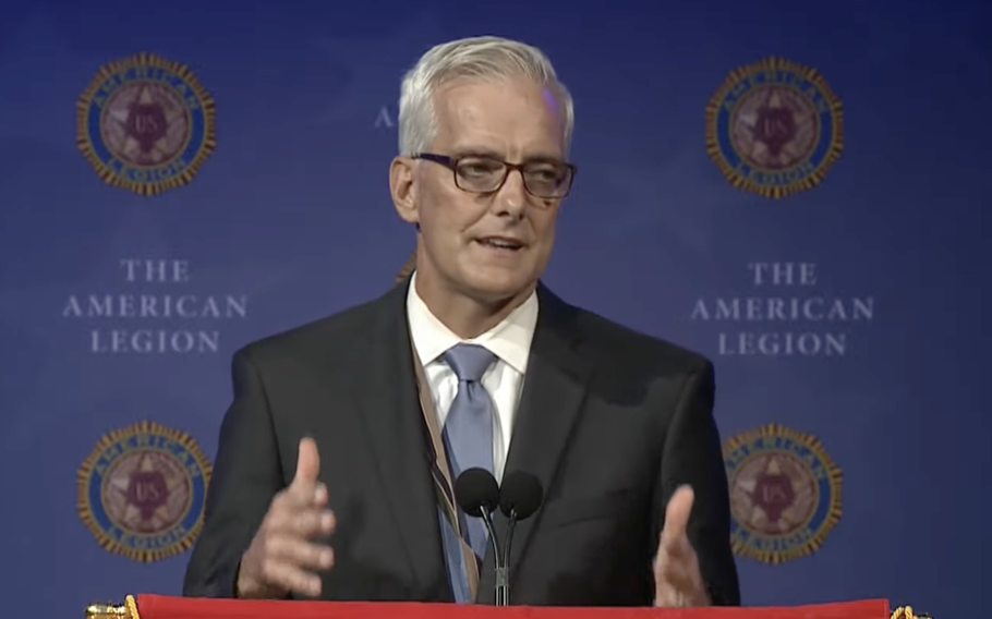 VA Secretary Denis McDonough speaks at the American Legion Convention in Milwaukee, Wis., on Wednesday, Aug. 31, 2022.