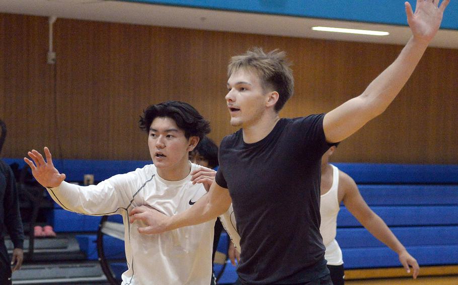 Senior Keahnu Araki, a returner, and Perry transfer Joshua Norris should help man the inside for Zama's boys basketball team.