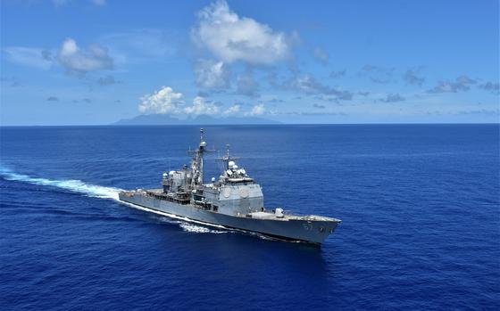 USS Shiloh (CG 67) patrolled, and conducted several boarding and intelligence gathering operations in the South Pacific region in support of Oceania Maritime Security Initiative (OMSI) 2025. Shiloh was operating in the U.S. Third Fleet area of responsibility in support of the security and stability of the Indo-Pacific region. Shiloh is assigned to Commander, Naval Surface Group Middle Pacific, a combat-ready force that protects and defends the collective maritime interest of its allies and partners in the region. (U.S. Navy photo courtesy of Commander, U.S. 3rd Fleet).