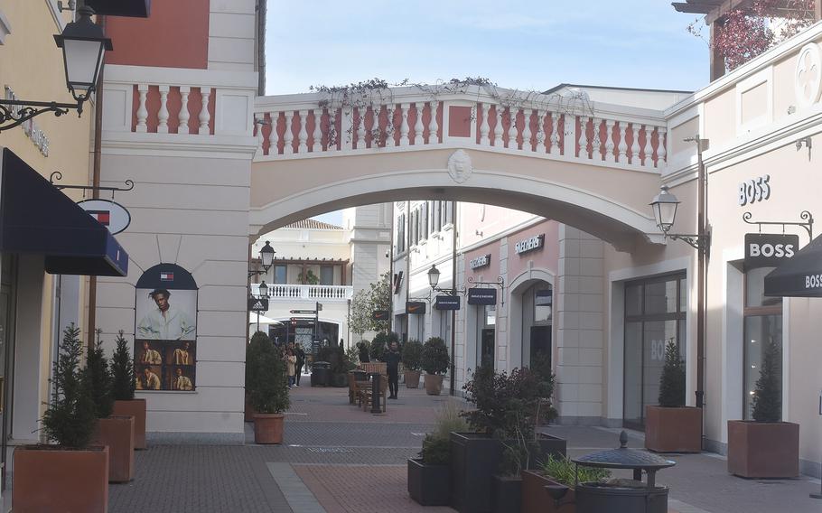 Even if the parking lot looks pretty full, it doesn't mean that the Noventa di Piave Designer Outlet mall in northeastern Italy feels crowded. More than 160 stores are spread out enough that a lot of people can be shopping at the same time.