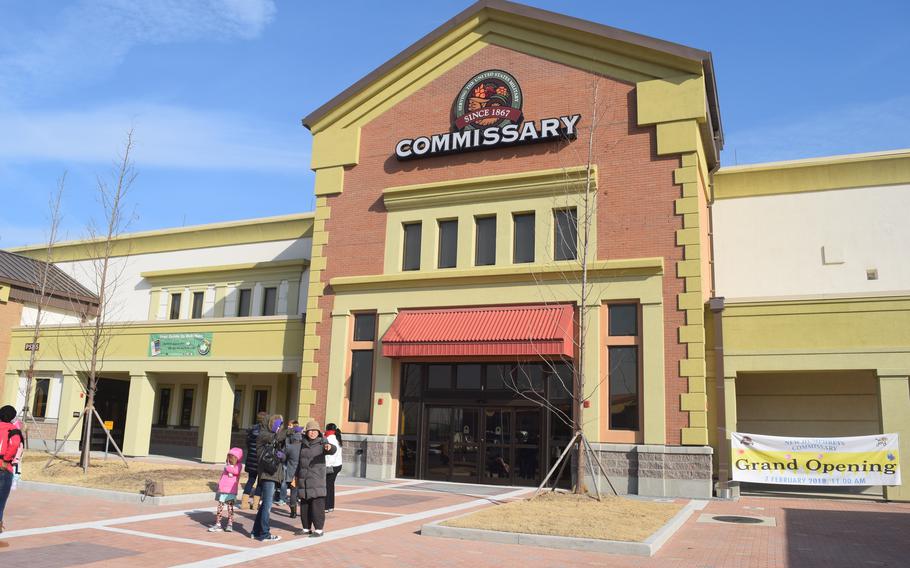 Patrons wait for the opening of the commissary at Camp Humphreys, South Korea, Feb. 6, 2018. Gerald Leon Ray III, a former commissary agency employee, faces one charge of assault resulting in serious bodily injury for what prosecutors say involved him striking a U.S. soldier in the head on July 26, 2020, in Pyeongtaek, a South Korean city near Camp Humphreys.