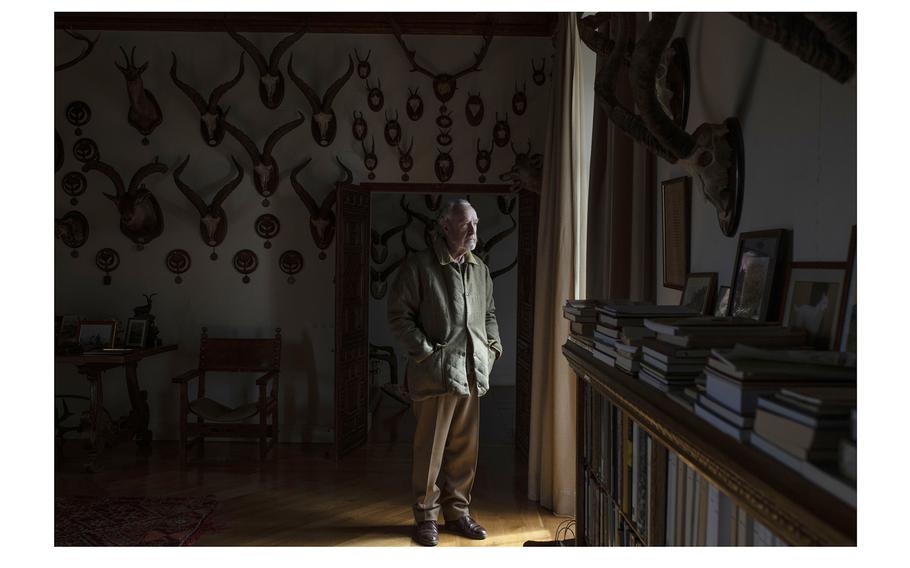 The Marquess of Valdueza Alonso Álvarez de Toledo in his castle in Ávila, where he keeps hundreds of trophies as testimony of his family’s centuries-long passion for hunting. 