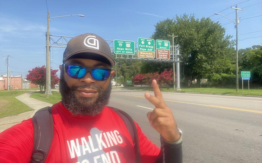 Greg Washington is an Army veteran walking from Mound Bayou, Miss., to the U.S. Military Academy at West Point, his alma mater, to raise awareness about suicide.