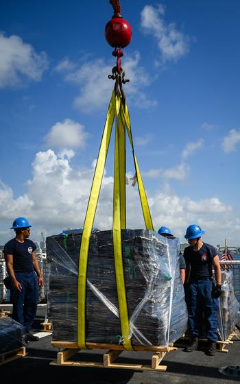 A large package being lifted