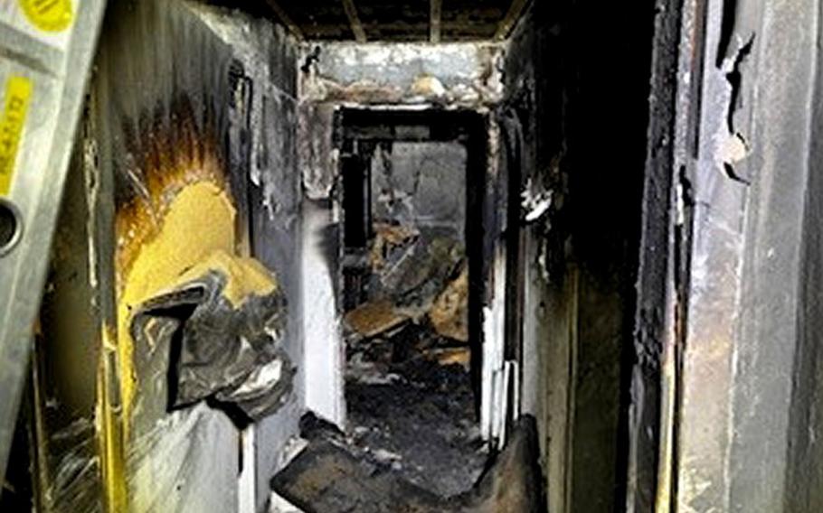 A fire damaged an apartment unit in Mackenbach, Germany, early Monday.