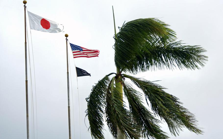 Winds from approaching Typhoon Hinnamnor reach Camp Foster, Okinawa, Thursday, Sept. 1, 2022. 