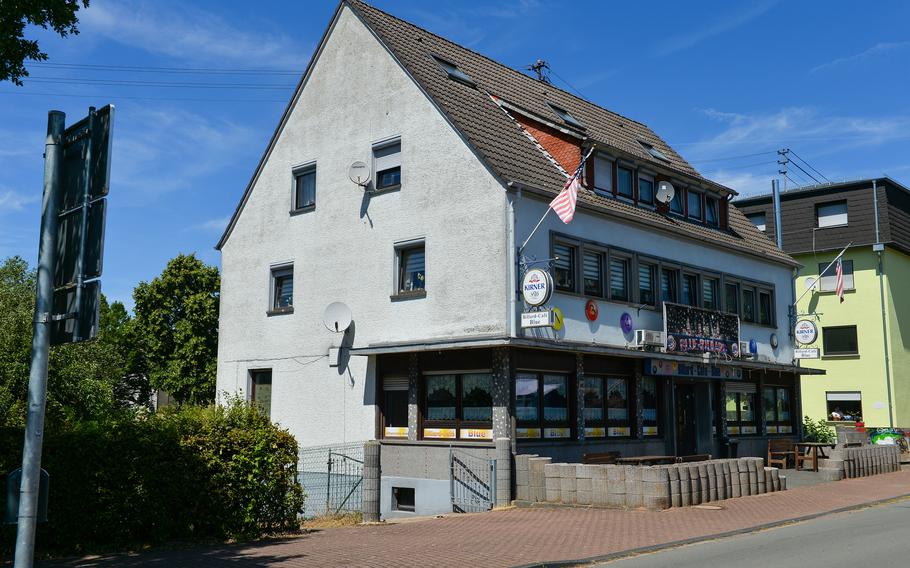 Blue Billard-Cafe in Baumholder, Germany, July 12, 2022. The building once housed the Flamingo Bar, a popular nightlife stop for American service members stationed in the small German town in the 1970s and ’80s.