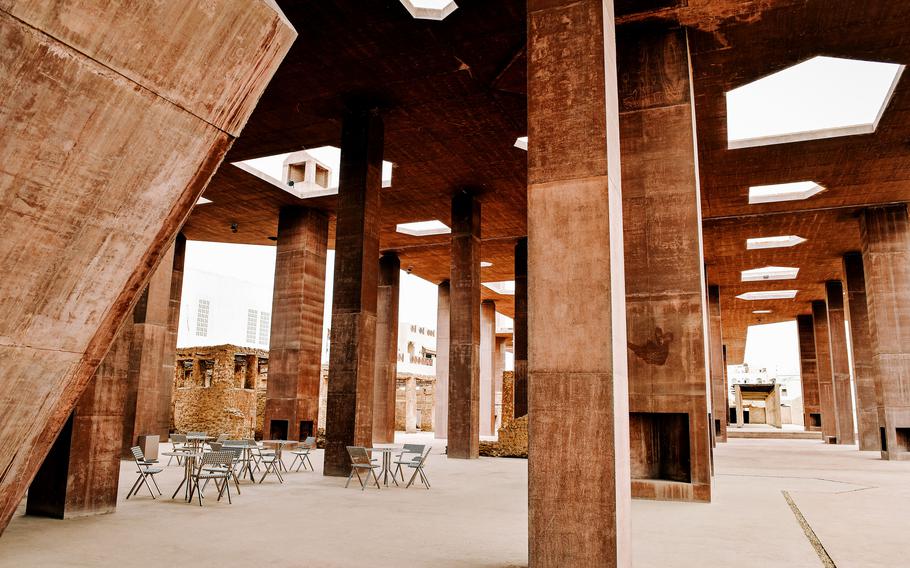 A distinctive entry point to the Muharraq souk is the 72,000-square-foot Brutalist concrete structure designed by Swiss architect Valerio Olgiati.