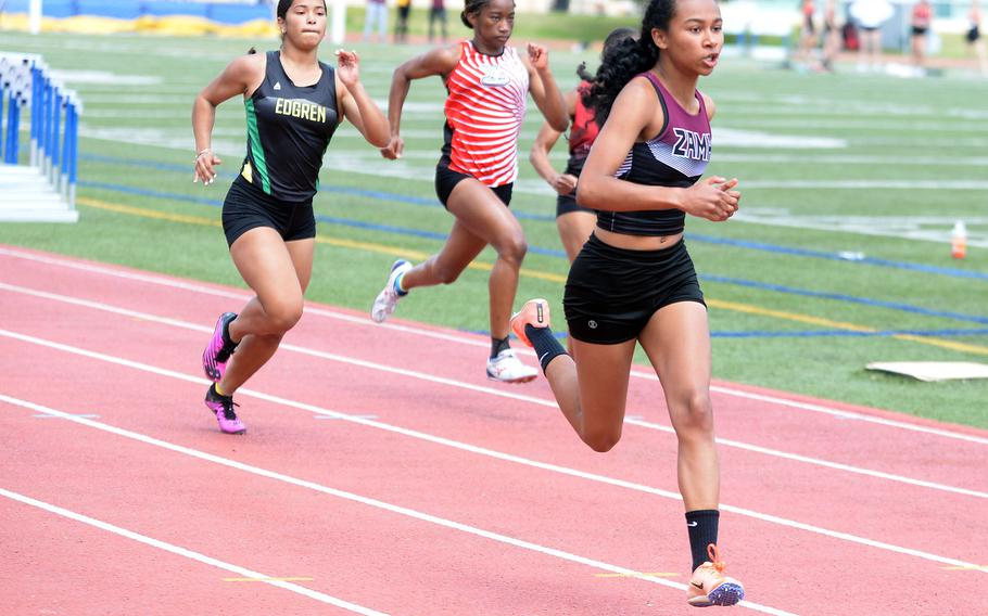 Zama sophomore Madison Anderson repeated as Division II Fastest Female by sweeping the 100 and 200.