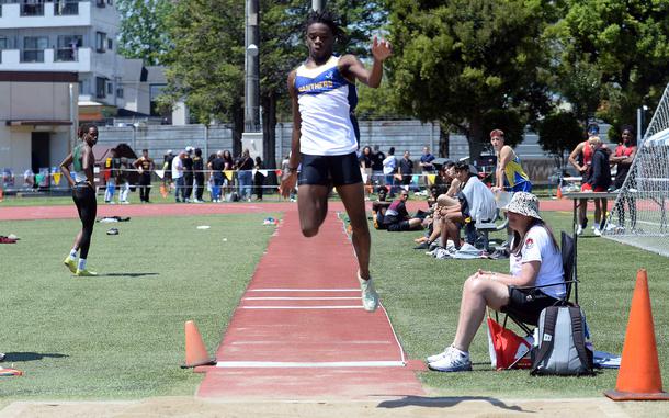 Guam High senior Aaron Johnson broke the island record in the long jump, leaping 6.83 meters during Thursday's championship meet.