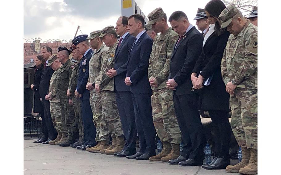 U.S. generals and diplomats along with Polish leaders were on hand during a ceremony in Poznan, Poland, where the Army formally established a new garrison on March 21, 2023. The election in Poland on Sunday is being watched for consequences for neighboring Ukraine.