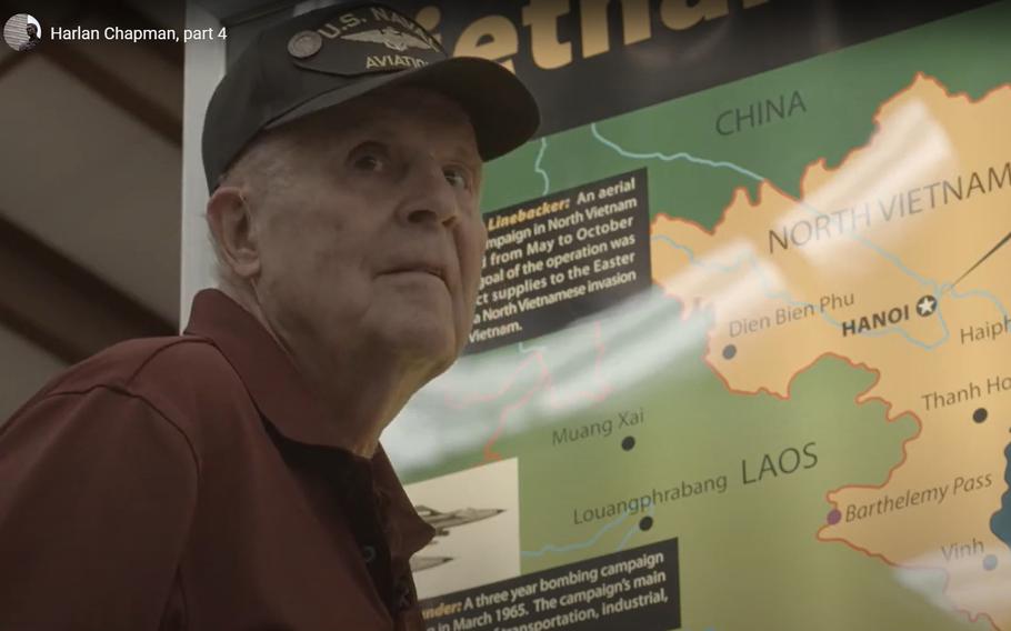 Retired Lt. Col. Harlan Chapman is shown in this screenshot from a video interview with the U.S. Naval Academy’s Stockdale Center in 2021. Chapman, a Marine held for seven years as a prisoner of war during the Vietnam War, died Monday at the age of 89 in his Arizona home.