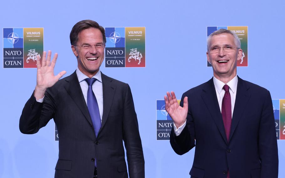 Mark Rutte, left, and Jens Stoltenberg.